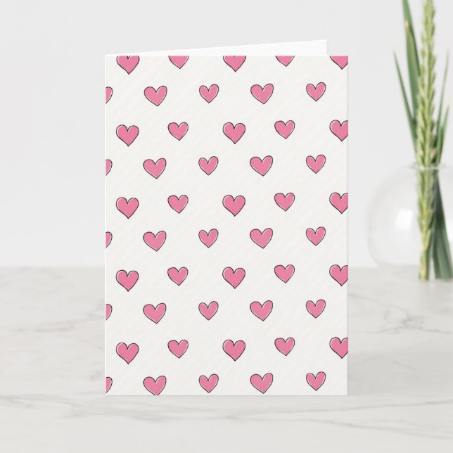 Simple Pink Hearts Pattern Card (Front)