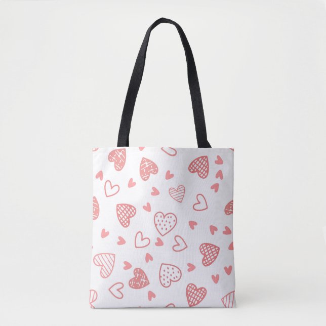Simple Pink Hearts Tote Bag (Front)
