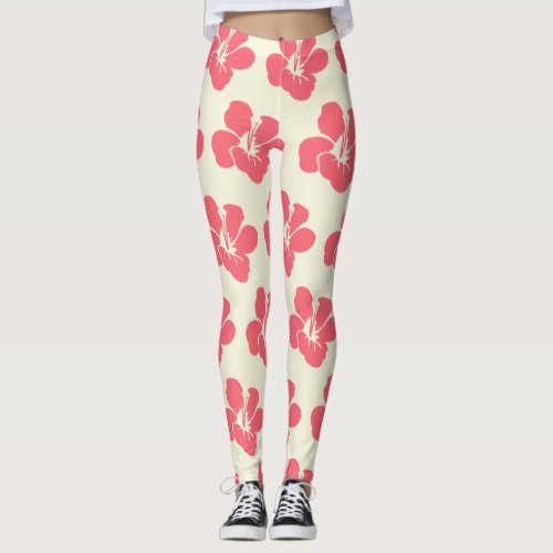 Simple Pink Hibiscus  Leggings