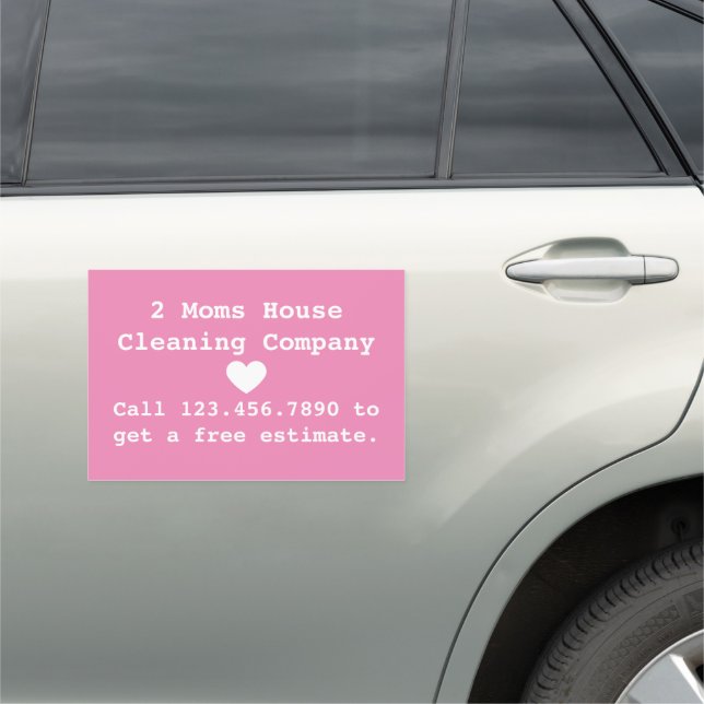 Simple Pink House Cleaning  Car Magnet (In Situ)