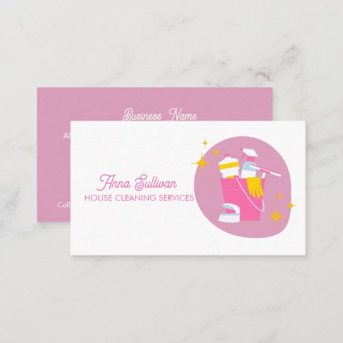 Simple Pink House Cleaning Services Business Card