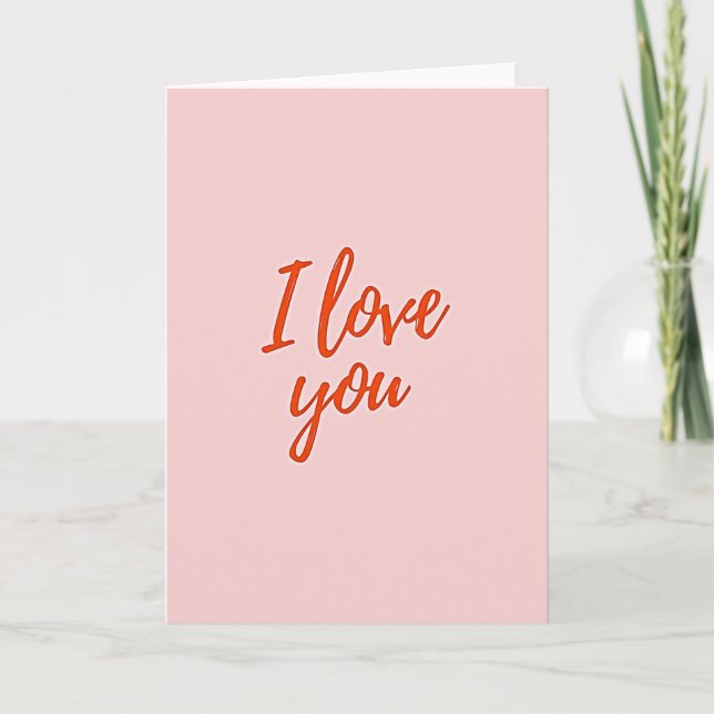 Simple Pink I Love You Card (Front)