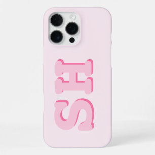 Simple Pink Initial Monogram iPhone 16 Pro Max Case