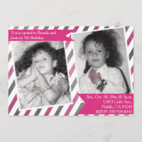 Simple Pink Invitation twin double birthday