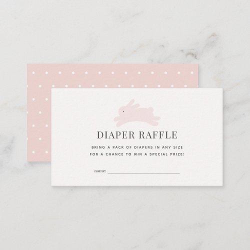 Simple Pink Jumping Bunny Diaper Raffle Ticket Enclosure Card
