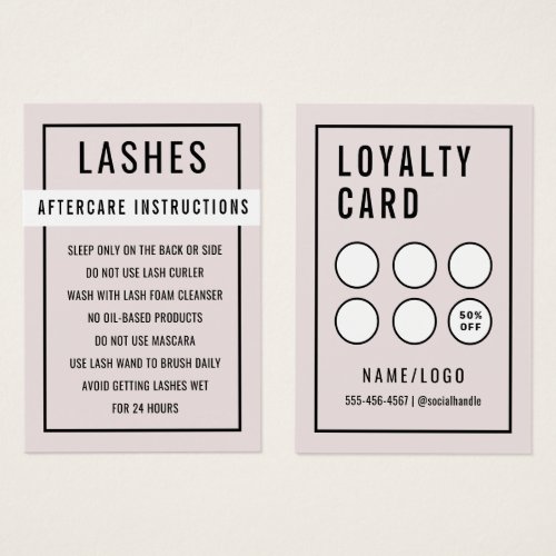  Simple Pink Lash Extensions Aftercare Card