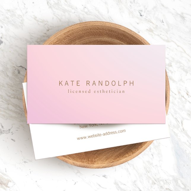 Simple Pink Lavender Ombre Esthetician Business Card (Creator Uploaded)