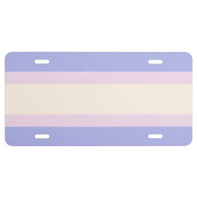 Simple Pink Lavender Pastel Stripes License Plate (Front)