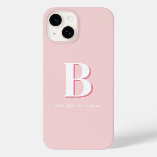 Simple Pink Letter Initial Monogram Case_Mate iPhone 14 Case