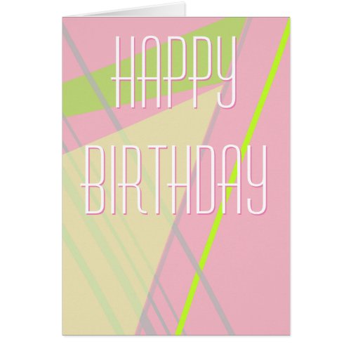 Simple Pink  Lime Green Geometric Birthday Card