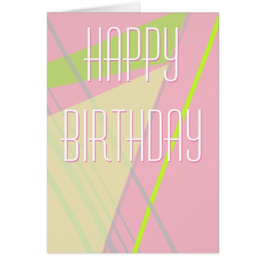 Simple Pink & Lime Green Geometric Birthday Card (Front)