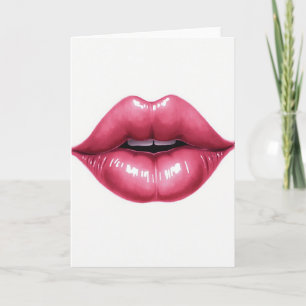 Simple Pink Lips Kiss Card