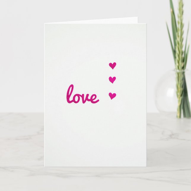 Simple Pink Love Hearts Card (Front)