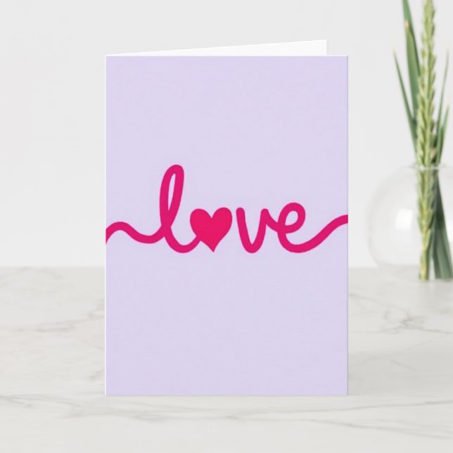 Simple Pink Love Script Heart Card (Front)