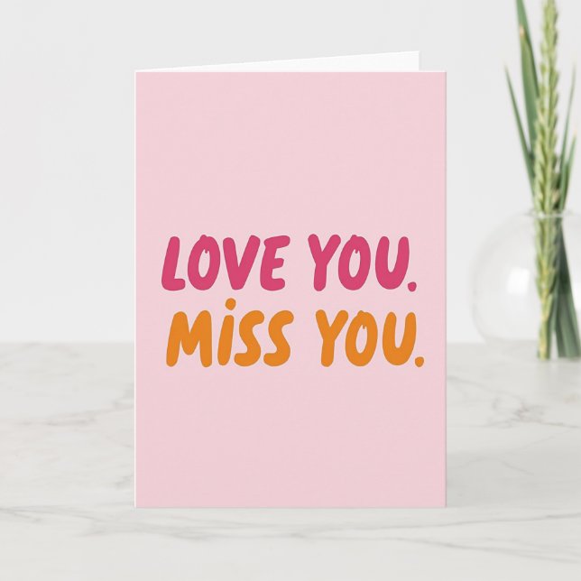 Simple Pink Love You Miss You Card (Front)