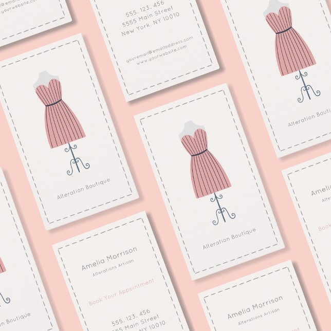 Simple Pink Mannequin Alterations Business Card (Creator Uploaded)