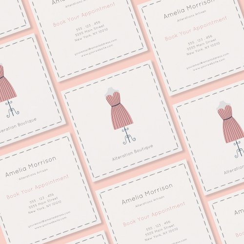Simple Pink Mannequin Alterations Square Business Card