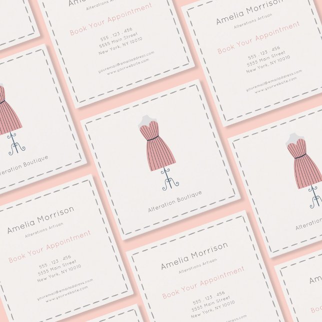 Simple Pink Mannequin Alterations Square Business Card (Creator Uploaded)