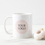 Simple Pink Minimal Business Logo Custom Coffee Mug<br><div class="desc">This minimal coffee cup features a simple logo and brush confetti pattern with blush pink. Add your logo and customize the text with your information. You can use this personalized cup at your business place, shops, company event or, etc. More business stationery and products are available at my store BaraBomStudio....</div>