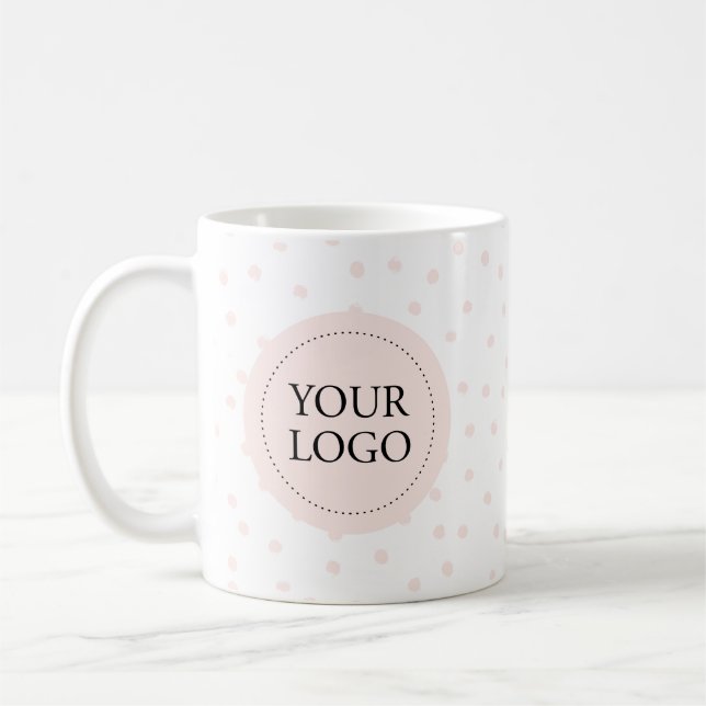 Simple Pink Minimal Business Logo Custom Coffee Mug (Left)
