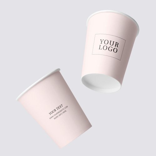 Simple Pink Minimal Business Logo Custom Paper Cups