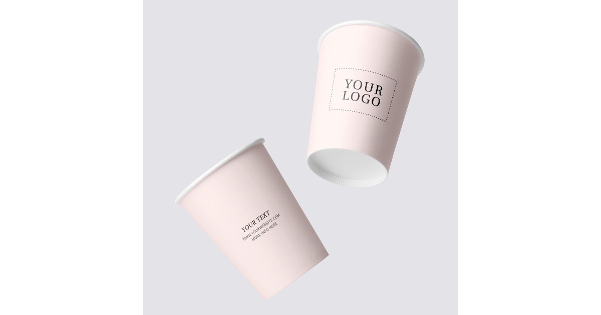 Simple Pink Minimal Business Logo Custom Paper Cups | Zazzle