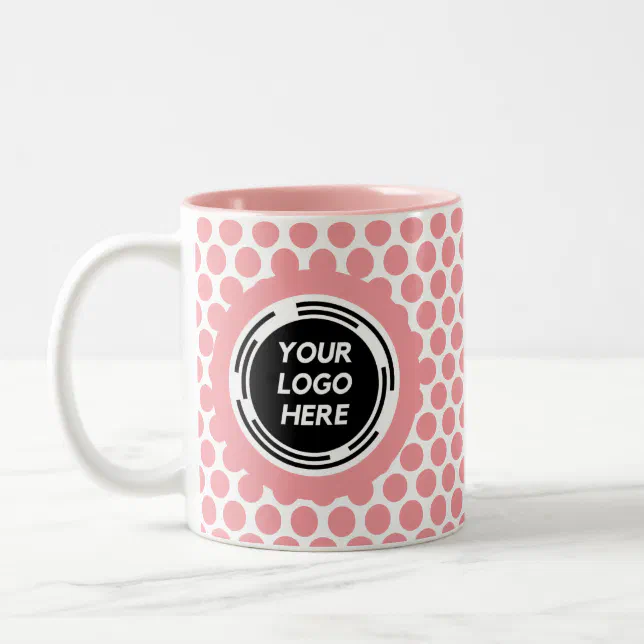 Simple Pink Minimal Business Logo Custom Two-Tone Coffee Mug | Zazzle
