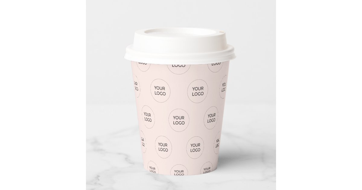 Simple Pink Minimal Business Logo Pattern Paper Cups | Zazzle