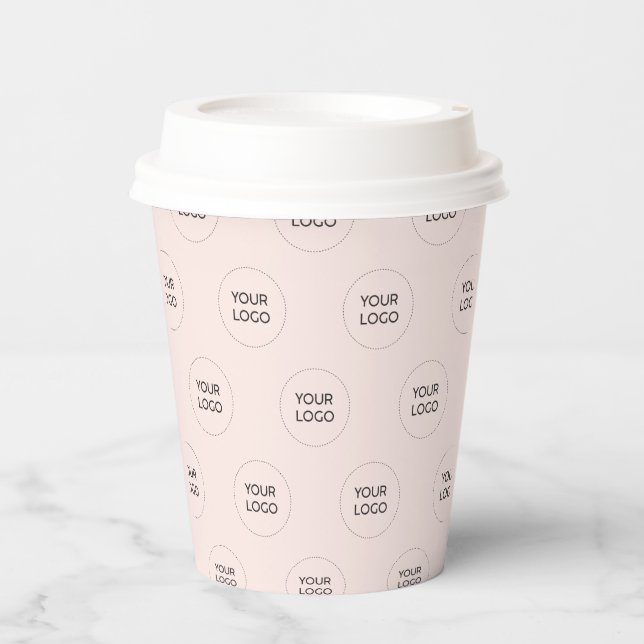 Simple Pink Minimal Business Logo Pattern Paper Cups (Front)