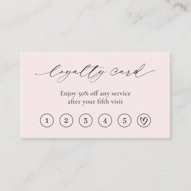 Simple Pink Minimal Heart QR Code Elegant Modern Loyalty Card (Front)