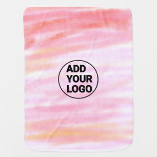 Simple pink minimal watercolor add logo company te baby blanket
