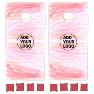 Simple pink minimal watercolor add logo company te cornhole set