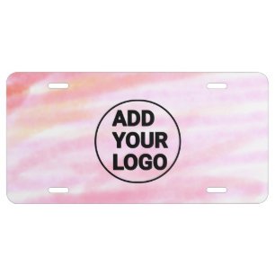 Simple pink minimal watercolor add logo company te license plate