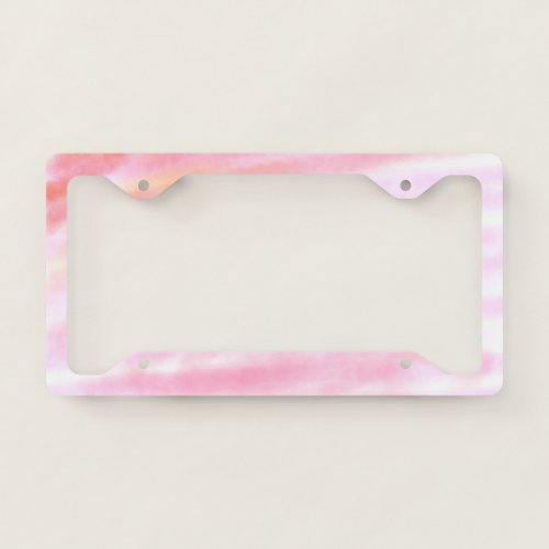 Simple pink minimal watercolor add logo company te license plate frame