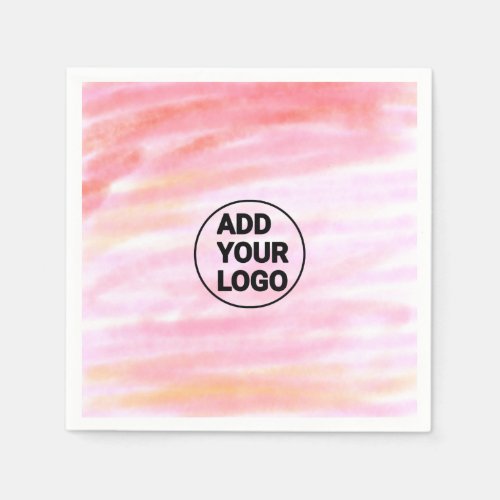 Simple pink minimal watercolor add logo company te napkins