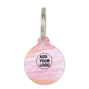 Simple pink minimal watercolor add logo company te pet ID tag