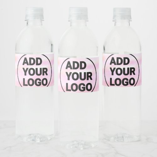 Simple pink minimal watercolor add logo company te water bottle label