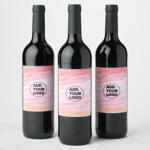 Simple pink minimal watercolor add logo company te wine label