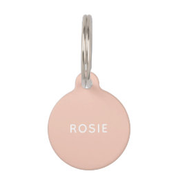 Simple pink minimalist custom name dog tag