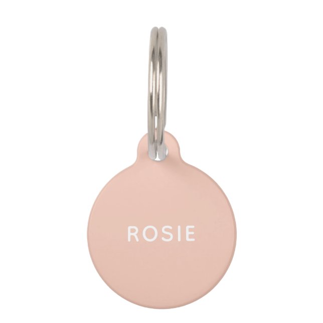 Simple pink minimalist custom name dog tag (Front)