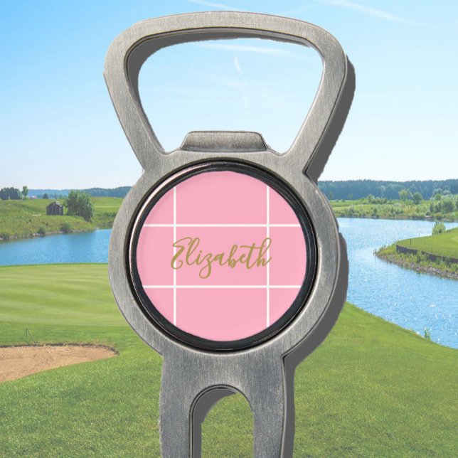 Simple pink minimalist custom name ladies  divot tool (Creator Uploaded)