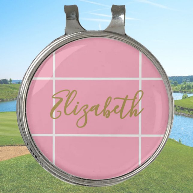 Simple pink minimalist custom name ladies  golf hat clip (Creator Uploaded)