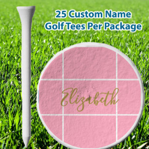 Simple pink minimalist custom name ladies golf tees