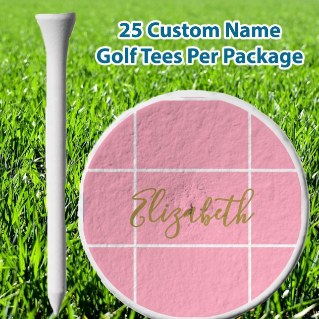 Simple pink minimalist custom name ladies  golf tees (Creator Uploaded)