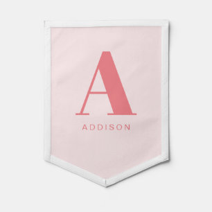 Simple Pink Minimalist Monogram Pennant