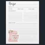 Simple Pink Mixer Floral Cake Bakery Recipe Card Flyer<br><div class="desc">Cute kitchen stand mixer recipe page that coordinates with the stand mixer recipe binder.  Designed for you by Blackberry Boulevard.</div>