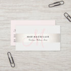 Simple Pink Monogram Modern FAUX Silver Striped
