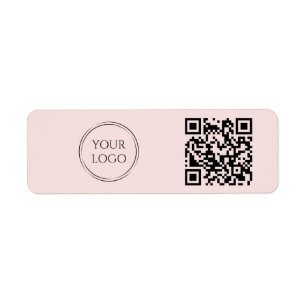 Simple Pink Office Company Business Logo QR Code Label