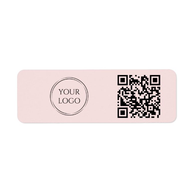 Simple Pink Office Company Business Logo QR Code Label (Front)