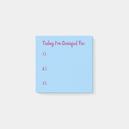 Simple Pink On Blue Gratitude Post-it Notes